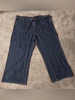 Buffalo Jeans Wide Leg Belted Jean Dark Medium Blue Size 22 SLC0048US